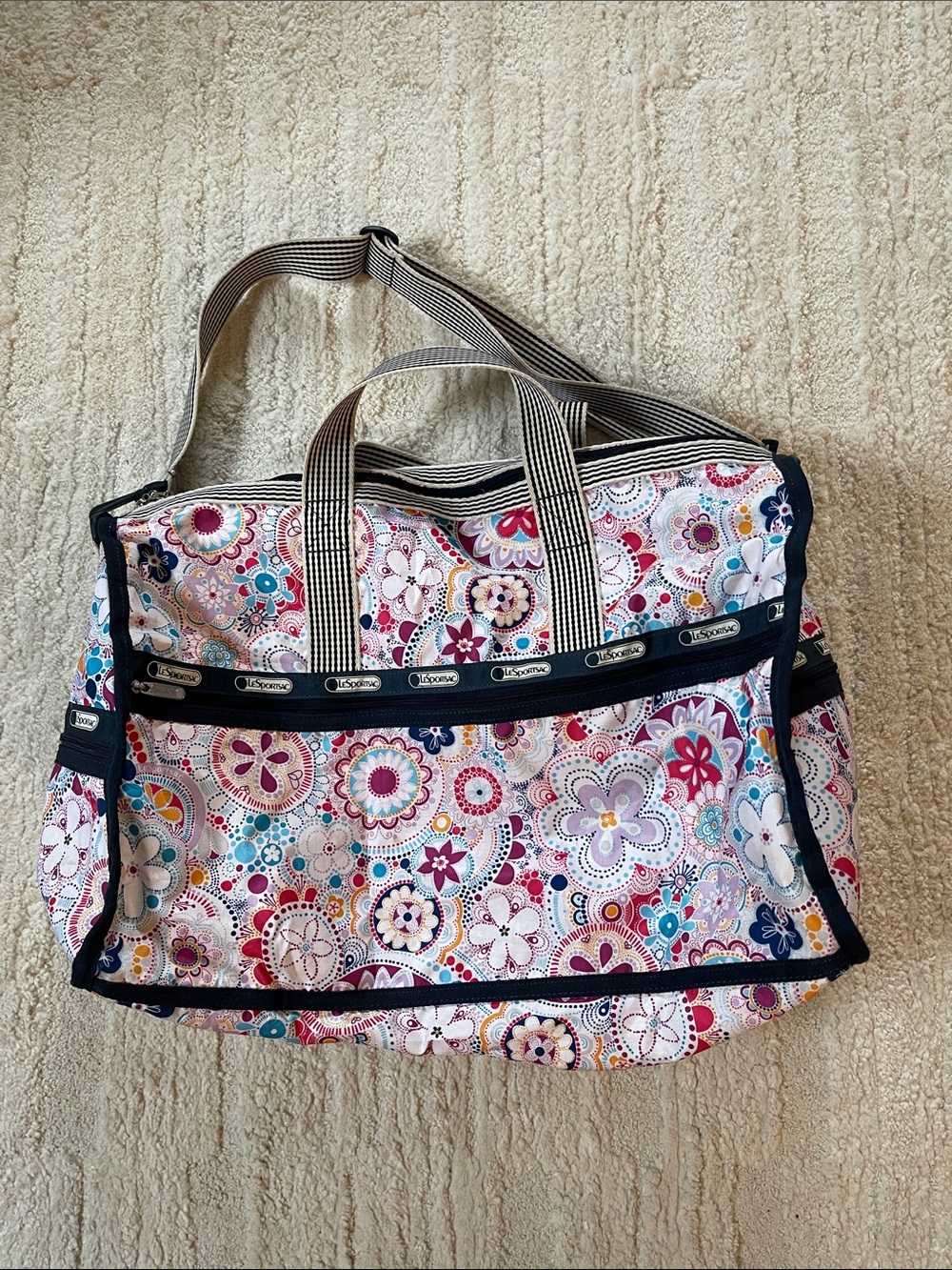 LeSportsac Navy-Trim Floral Travel Weekender Bag